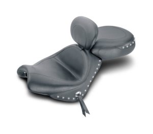 Honda VTX1800 Two-Piece Seat - Mustang Motorcycle - Wide Touring with Driver Backrest Studs - Black - `02-`08